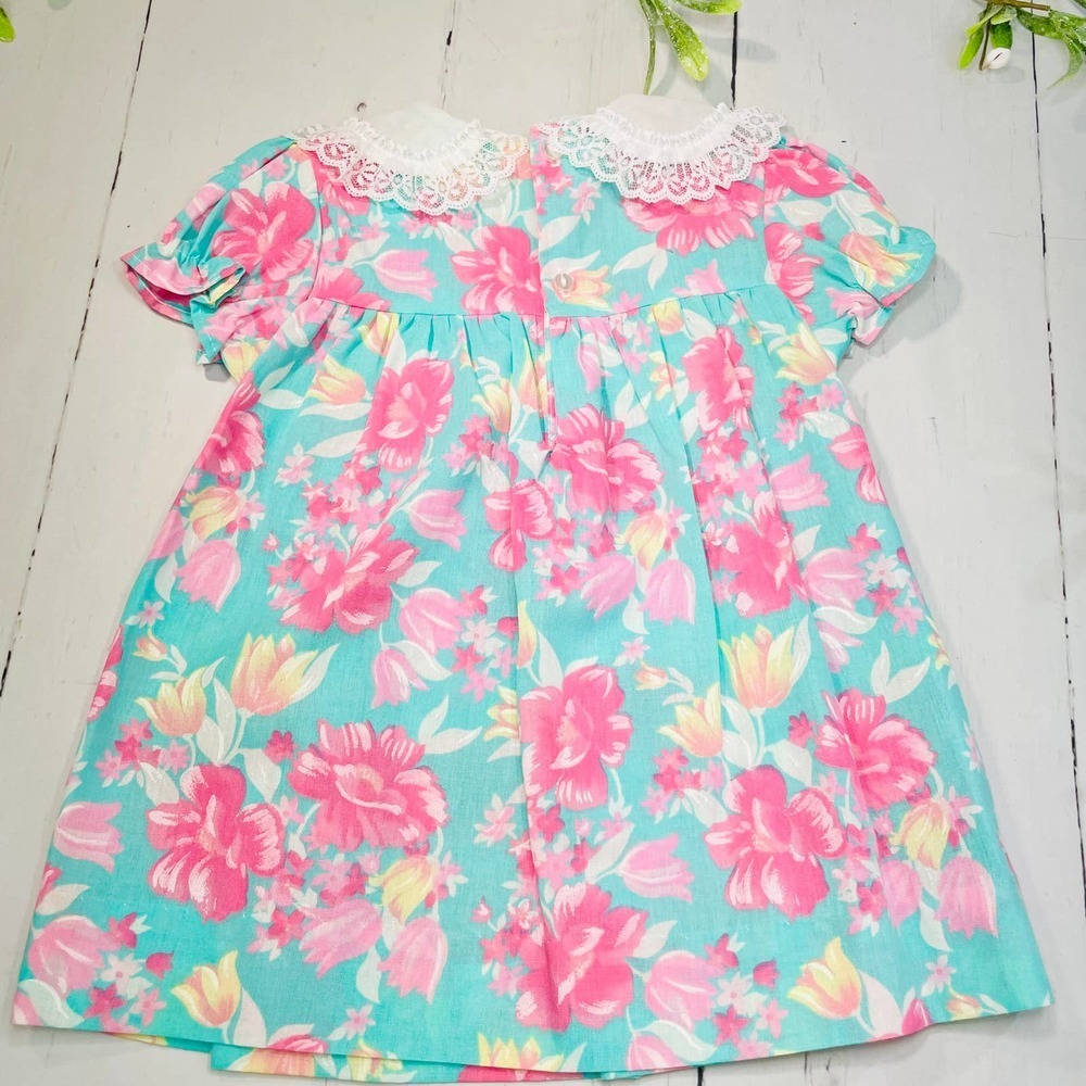 Vintage Brights Creek Floral Infant Girls Smock Dress- Sz 12 months - Picture 4 of 6